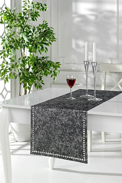 ÖZENEV Runner Amerikan Servis Masa Örtüsü 40x140 Cm Çift Taraflı Siyah