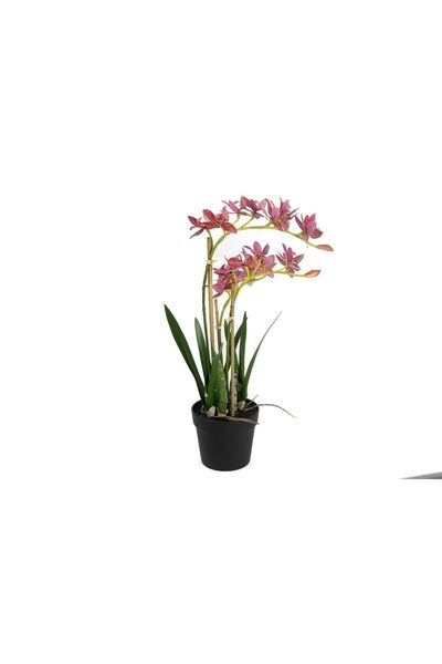 esdekor Pembe Yapay Vanda Orkide 61cm Saksılı Çiçek Ev Dekorasyon 1 Adet