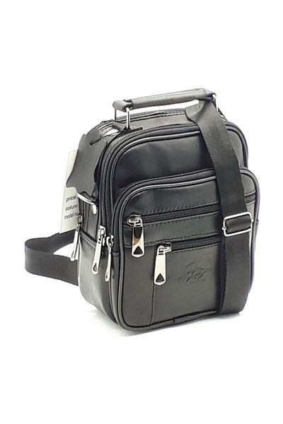tuldar Men's Black Genuine Leather Shoulder and Hand Bag with Steel Case (15X19CM)