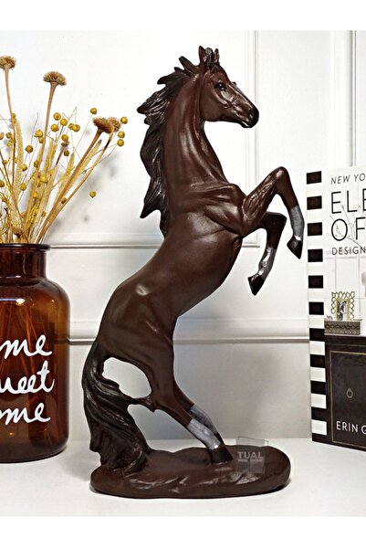 Dekoromi Tual Hobi Şahlanan At Heykeli Kahverengi
