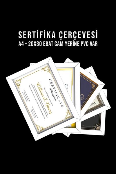 ceris 5 Adet A4 Çerçeve Beyaz Pvcli 21x30 Sertifika Için Çerçeve Diploma Için Çerçeve Belge Için Çerçeve