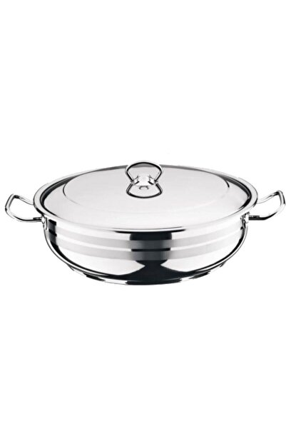 Royal Jumbo Boy 34 Cm 10 Litre Paslanmaz Çelik Büyük Basık Tencere Karnıyarık Pilav Tenceresi