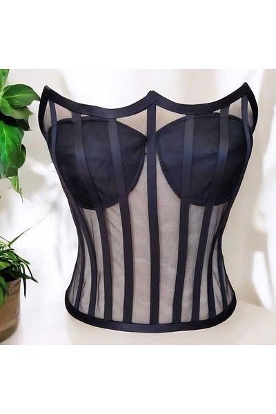 FİYPER Wedding Dress Ready Size - Transparent Underwire Corset Bustier