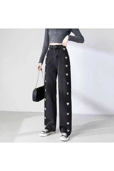 Oldeys Mingalondon Heart Embroidered Streetwear Baggy Pants