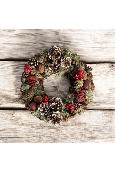 ART PINE Natural Oak Moose Bubble Door Decoration Wreat Christmas 30cm