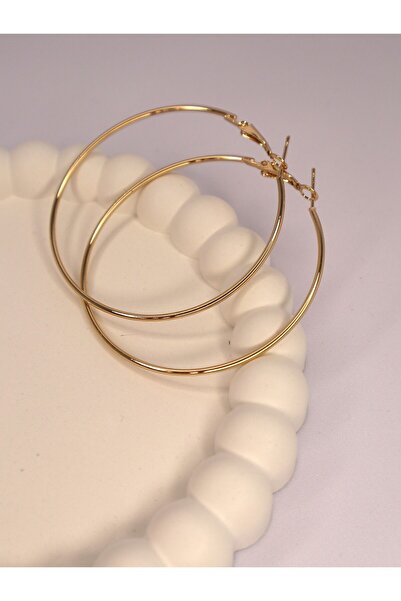 STAİNLES BÜYÜK İNCE HALKA GOLD RENK ÇELİK KÜPE (ÇAP 6CM)