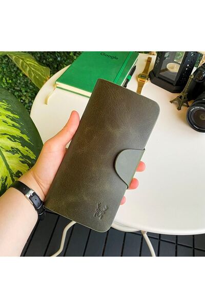 Modica Orijinal Erkek Amando - Hakiki Deri Hediye Kutulu Uzun Şık Portföy Model Yeşil Cüzdan