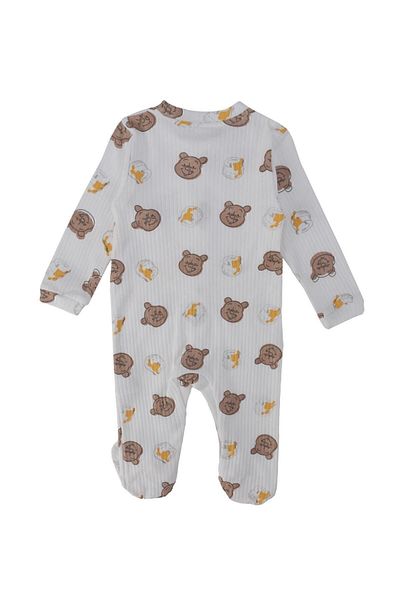 Bebelop Unisex Baby Winie The Pooh Printed Jumpsuit with Hat and Snap Fasteners