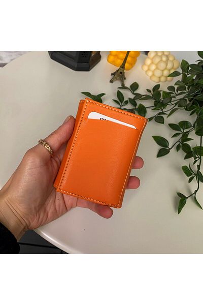 Modica Original Laura - Vegan Leather Rfid Protection Gift Boxed Accessory Mechanism Card Holder Orange Wallet