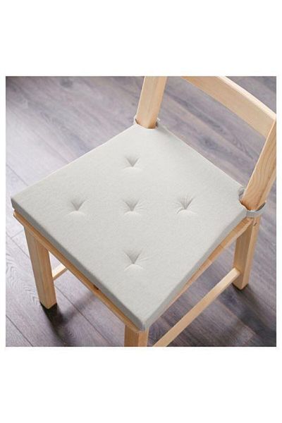IKEA Ecru Color Chair Cushion 35/42X40X4 cm Velcro Tape, Cotton