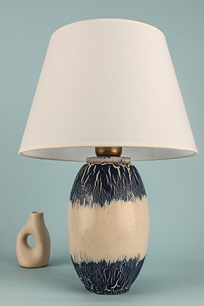 Hmydesign Reflechi Handmade Seramik Abajur Lacivert-Krem