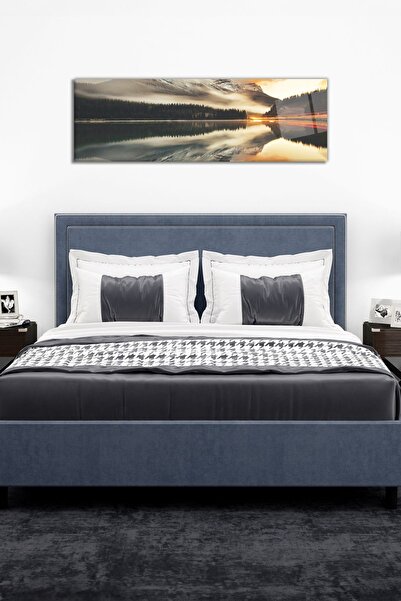 Vosevu Güneşin Batışı Ve Orman Panoramik Cam Tablo, Modern Ev ve Ofis Dekoru, Hediyelik Duvar Dekorasyonu