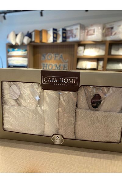 Çapa Home Velvet Bathrobe Set - İlay 100% Cotton, Home Light Brown
