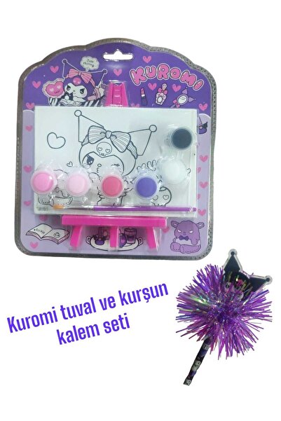 kuromi Tuval Seti - Kuromi Başlıklı Kurşun Kalem