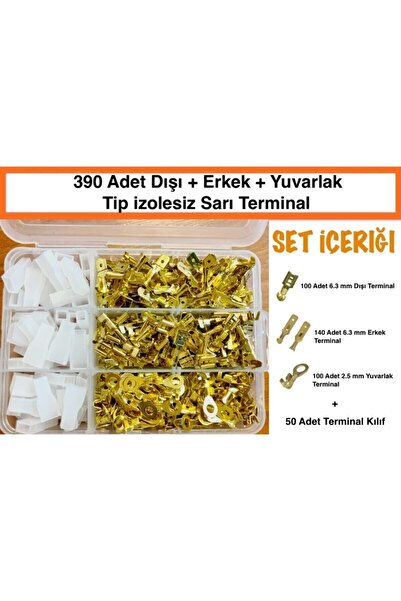 Genel Markalar 390 Parça Terminal Dışı-erkek-yuvarlak Tip Seti-şase Pabucu-izolesiz Pabuç Kiti