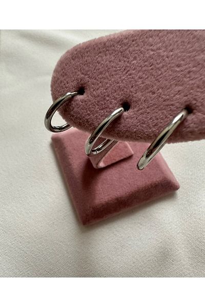 ringbox Silver Colored 3-Piece Steel Stainless Anti-tarnish Earring Set