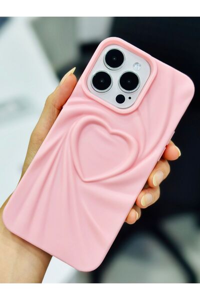 Go Aksesuar Apple Iphone 14 Promax ve 15 Promax Uyumlu 3D Mat Saten Kalp Kaba...