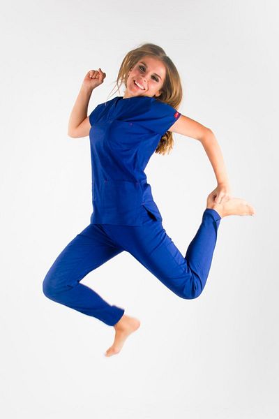 Uçak Medikal Indigo Blue U-flex Lycra Single Top
