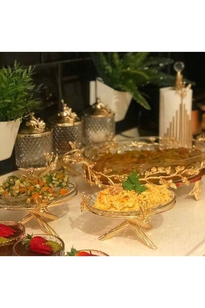 İmren Collection Single Glass Presentation Bowl with Japanese Rose Gold