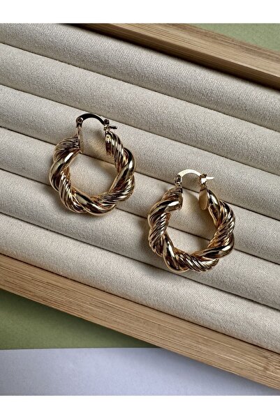 ringbox Gold Burgu Bombeli Küpe