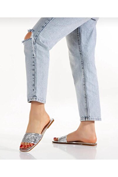 PLN SHOES Comfortable Sole Single Strap Stone Flat Heel Women's Evening Dress Slippers