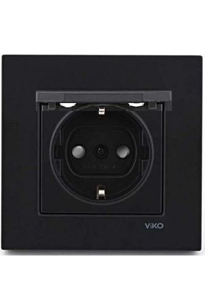 VİKO Artline Novella Black Covered Grounded Socket Framed