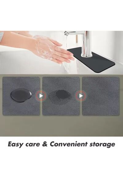 Keyfi Sepet Emici Lavabo Musluk Matı 38x13cm Mutfak Ve Banyo Için Tezgah Üstü...