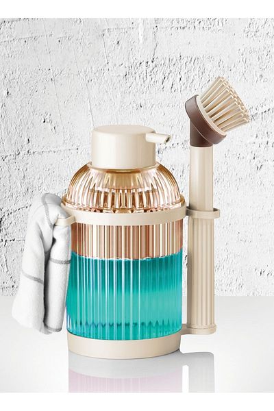 Keyfi Sepet Kitchen Cleaning Set - Towel Rack, Brush, Soap Dish