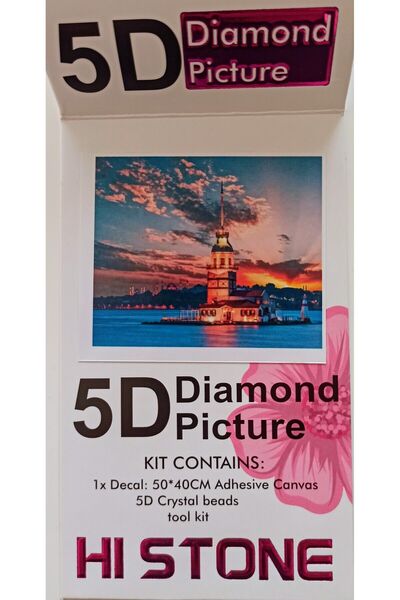 MENTAŞ Maiden's Tower Beaded Tapestry Mosaic Tapestry Painting Dimensions: 50x40 All Round Bead Diamond Set