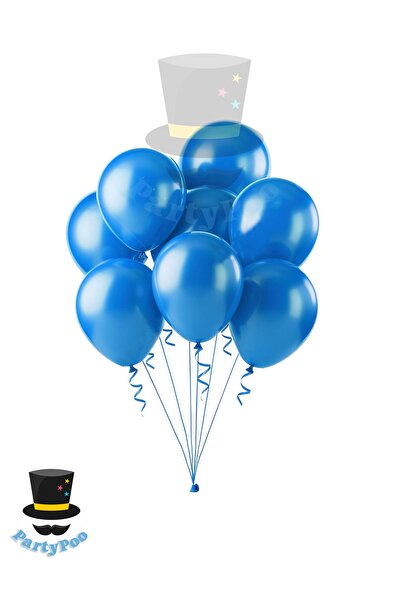PartyPoo مجموعة بالونات معدنية زرقاء - عبوة من 20 قطعة