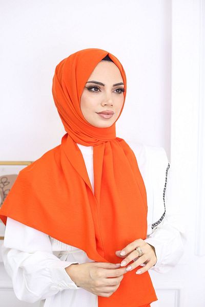feronis Γυναικείο Μοντέλο Βαμβακερό Σάλι Cazz Hijab _ Πορτοκαλί
