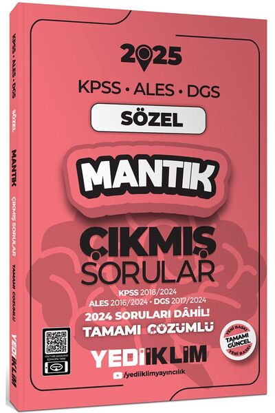 Yediiklim Yayınları 2025 KPSS ALES DGS AGS Sözel Mantık Çıkmış Sorular ve Çöz...