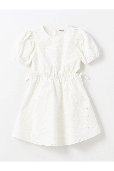 LC Waikiki LCW Kids Girl's Dress - Crew Neck and Scallop Detail