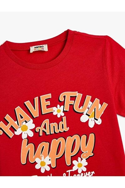 Koton Girl's Slogan Printed T-Shirt