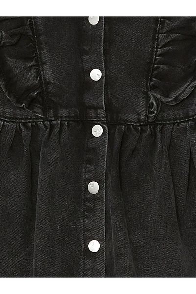 LC Waikiki Lcw Baby - Gray Acid Washed Baby Girl Long Sleeve Jean Dress