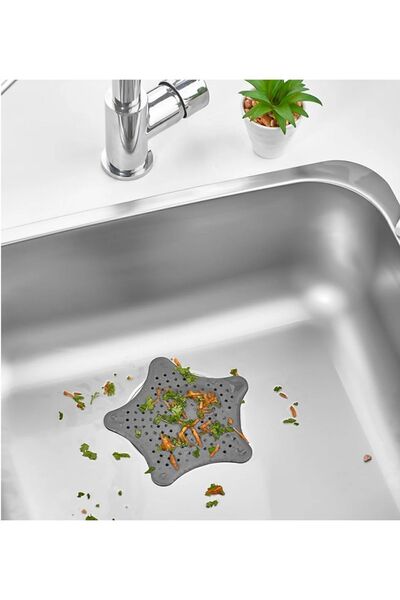 seahome 1 قطعة مصفاة حوض غسيل منزلية مضادة للانزلاق بتصميم نجمة رمادية S-114