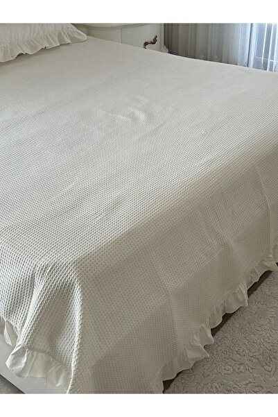 Blue Atelier Çift Kişilik Fırfırlı Pike Yatak Örtüsü 220x230