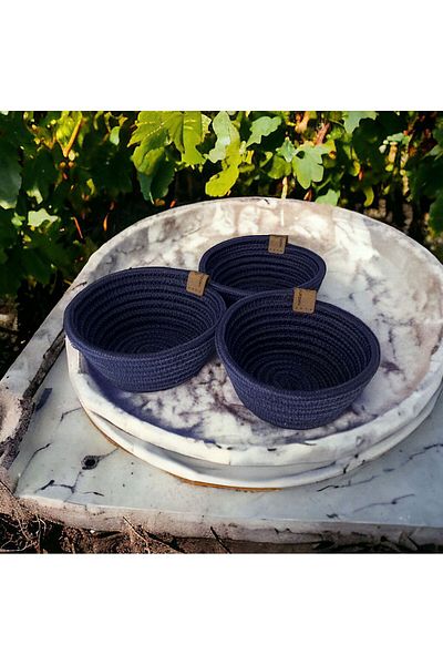 JÜTEX HOME Recipient de prezentare din răchită din iută - Set de 3 biscuiți de prezentare