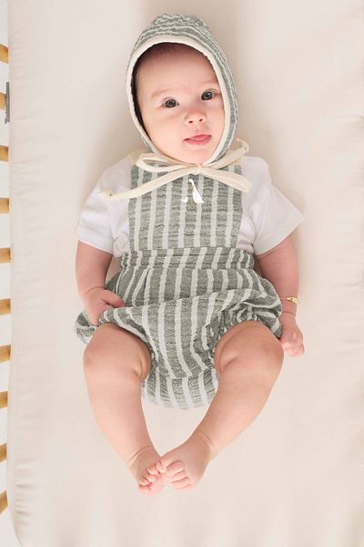 Miela Kids Mother Goose Embroidered Muslin Baby Salopet - Mint