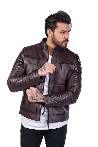 BATU DERİ Genuine Leather Men's Brown Leather Coat