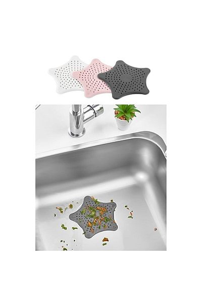 Sea Home Star Brand Silicone Sink and Tub Strainer - Sink Plug 3 Pieces (Anthracite-Pink-White)