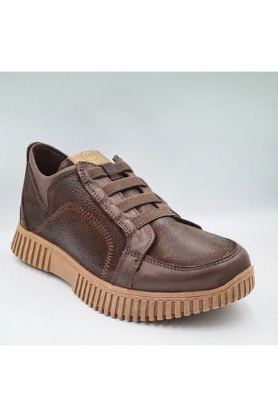 Mammamia D24KA-3375 Piele naturală nubuc de culoare cacao - Pantofi casual de damă cu șireturi din cauciuc