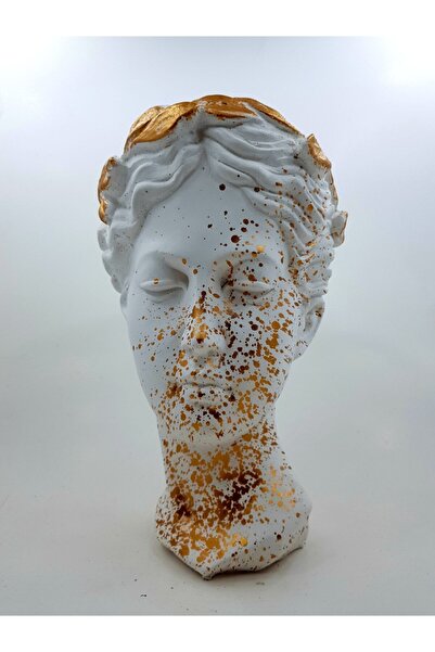 Ba Art Büyük Helen Heykel Antik Büst Vazo Saksı Konsept Metalik Bakır-beyaz