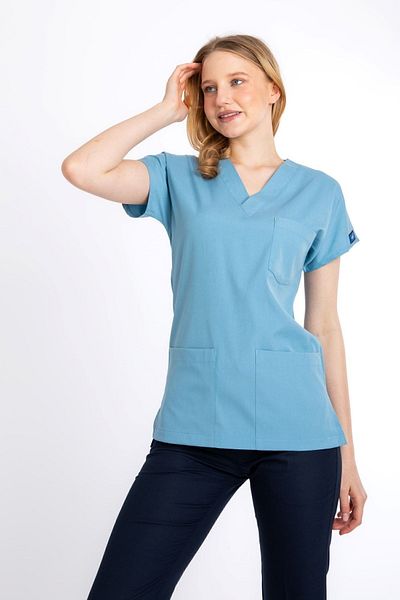 Uçak Medikal Alice Blue Core-flex Lycra Single Top