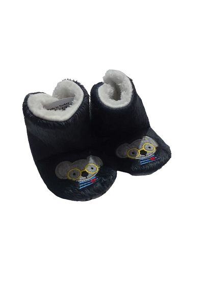 AY ONLİNE Unisex Dark Gray Mouse Embroidered Slippers Home Boots First Step