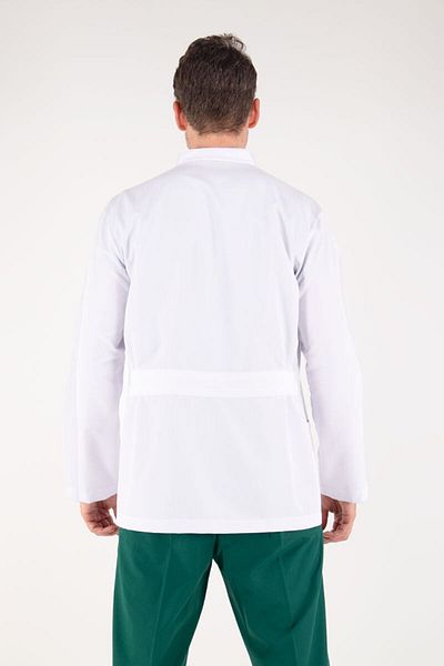 Uçak Medikal Jachetă albă lungime, mânecă lungă, guler judecător, haină doctor