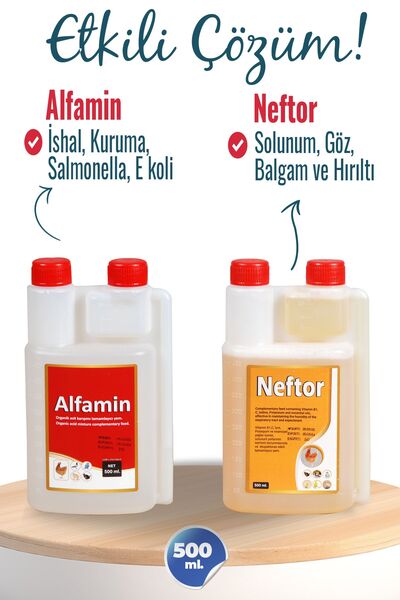 Munich Vet 2'Lİ Set Kuşlar için Neftor Hırıltı + Alfamin Kuruma Seti [500ML]