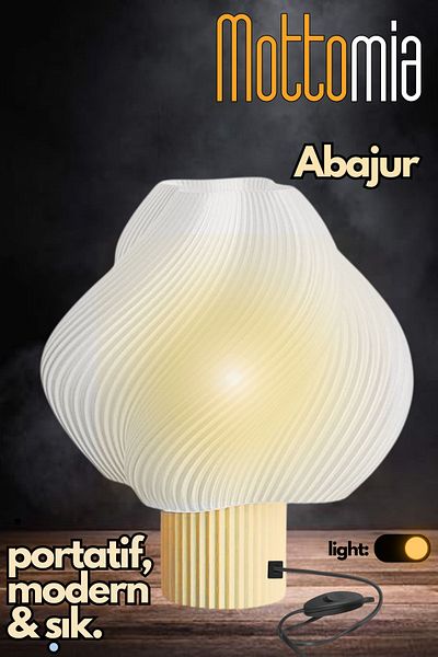 mottomia Modern and Minimal Design Wheat Creme Cloud Lampshade - Wired Night and Table Lamp