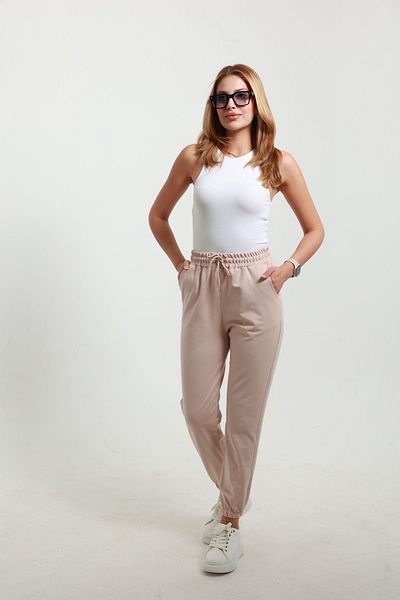 TKT Pantaloni de trening din bumbac pieptănat pentru femei - cu picioare elastice
