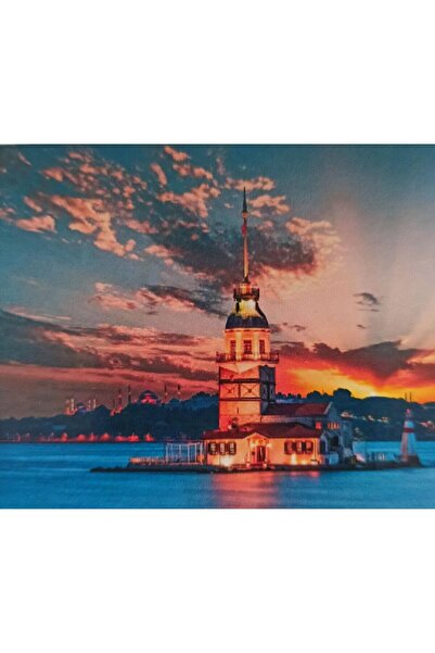 MENTAŞ Kız kulesi boncuklu goblen mozaik goblen tablo ebatları:50x40 tamamı y...